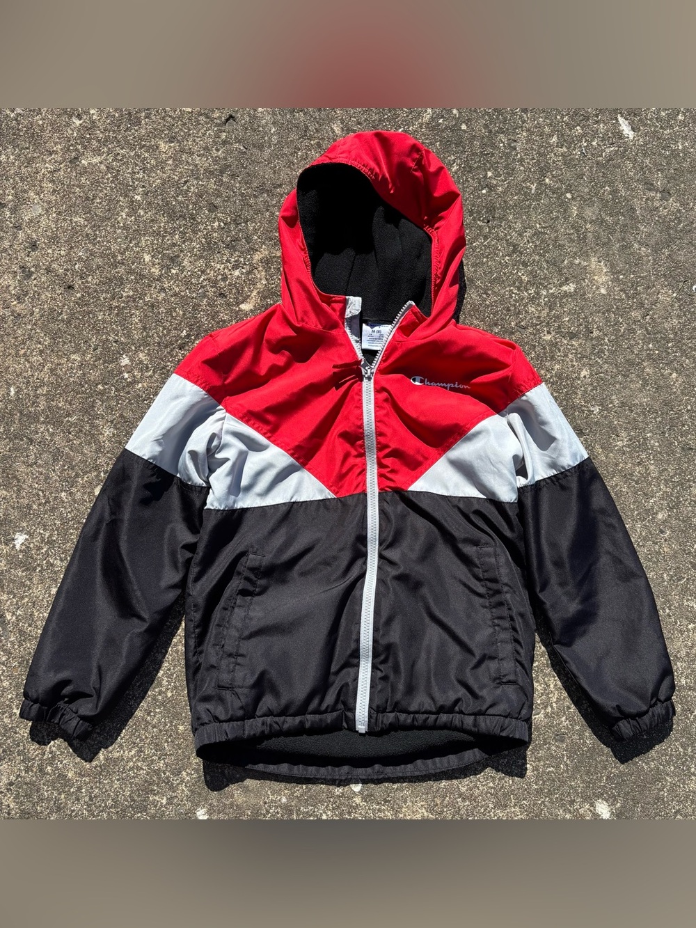 Champion Red Black White Hooded Windbreaker Jacket